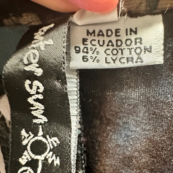 Hand Died Button Up Faux Neck Tunic Natural Tones with Leafs and Stripes 1X - Picture 12 of 13